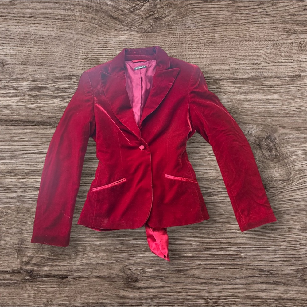 Vintage Massimo Dutti Red Velvet Women's Blazer size 2